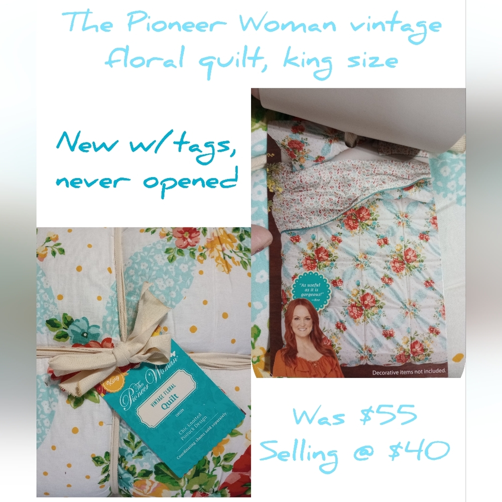 Pioneer Woman Vintage Floral King Size Quilt